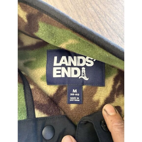 Lands End M 38-40 CAMO Fleece Snap Neck Pullover - Picture 2 of 6